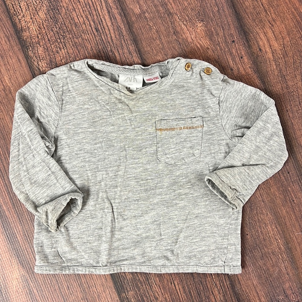 Zara 6-9 month gray long sleeve T-shirt